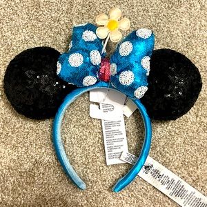Disney Parks Minnie Mouse Sequined Ear Headband with Flower